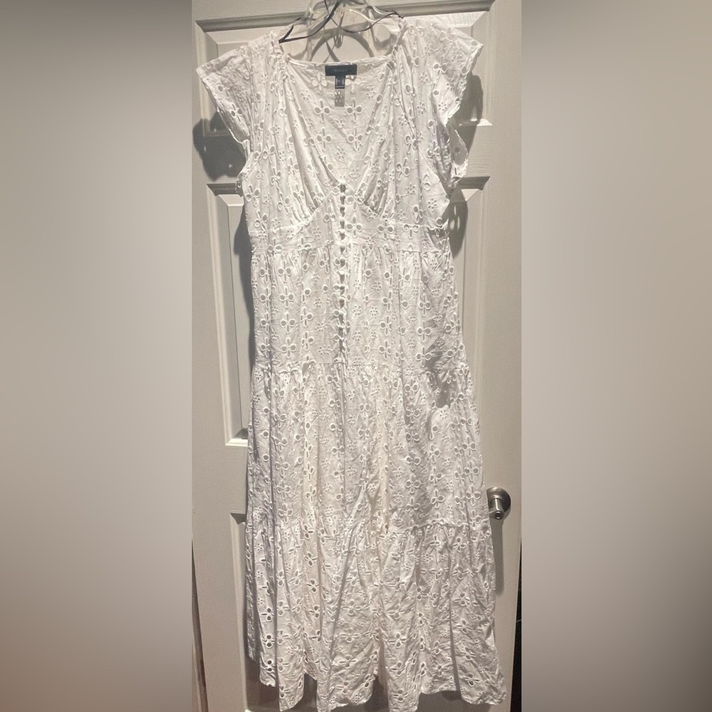 Forever 21 White Eyelet Dress Tea Length 1X - Picture 2 of 11